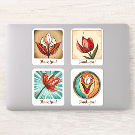 Tulips Blume Groovy Retro Personalisiert Aufkleber