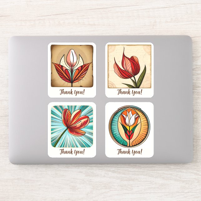 Tulips Blume Groovy Retro Personalisiert Aufkleber (Computer)