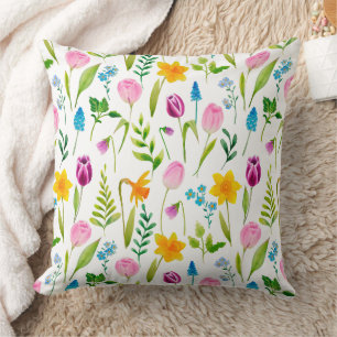 Tulips Blume Nahtloses Muster Kissen