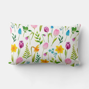 Tulips Blume Nahtloses Muster Lendenkissen