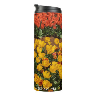 Tulips-Blume Zeilen mit benutzerdefiniertem Text Thermosbecher