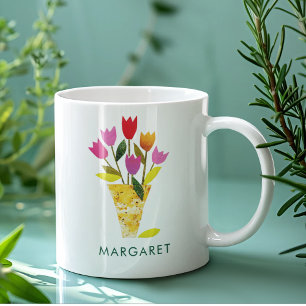 Tulips Bouquet Hübsches Blumenkohl Personalisiert  Kaffeetasse
