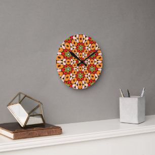 Tulips Bouquet Pattern Runde Wanduhr
