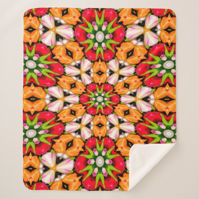 Tulips Bouquet Pattern Sherpadecke (Vorderseite)