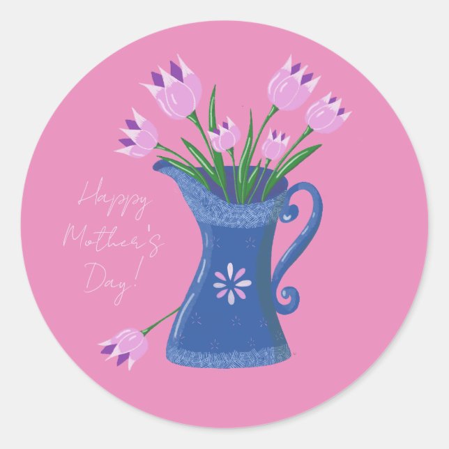Tulips Bouquet Sticker rose Fête des Mères (Devant)