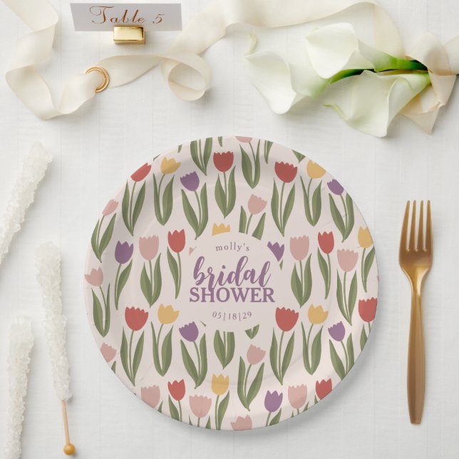 Tulips Brautparty Personalisiert Pappteller (Hochzeit)