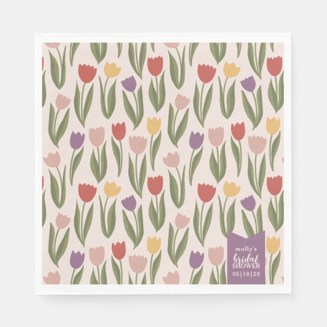 Tulips Brautparty Personalisiert Serviette (Vorderseite)