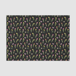 Tulips & Butterfells Schwarzes Muster Seidenpapier