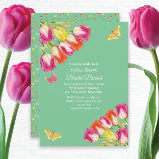 Tulips & Butterfys Green Bridal Brunch Party Einladung