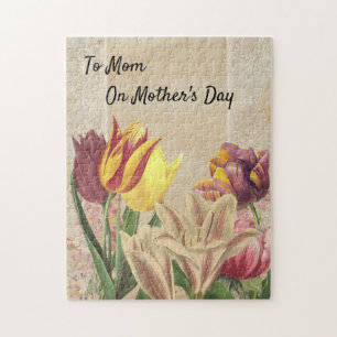 Tulips Crocuses auf Beige Vintage Tapete
