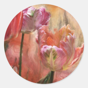 Tulips - Farbaufkleber für Liebe Runder Aufkleber