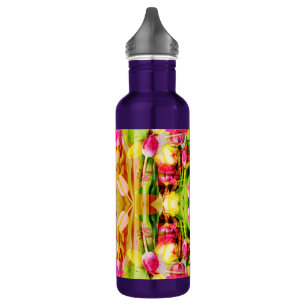 TULIPS - Farbige Tulpen Fraktal Art - Edelstahlflasche