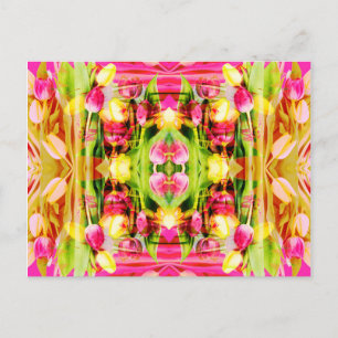 TULIPS - Farbige Tulpen Fraktal Art - Postkarte