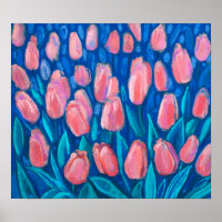 Tulips Field, Frühjahrsblumen Blumen Rotes Blau