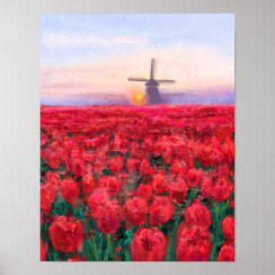 Tulips Field - Landschaft - Frühjahr in den Nieder Poster