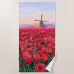 Tulips Field - Landschaft - Frühjahr in den Nieder Strandtuch