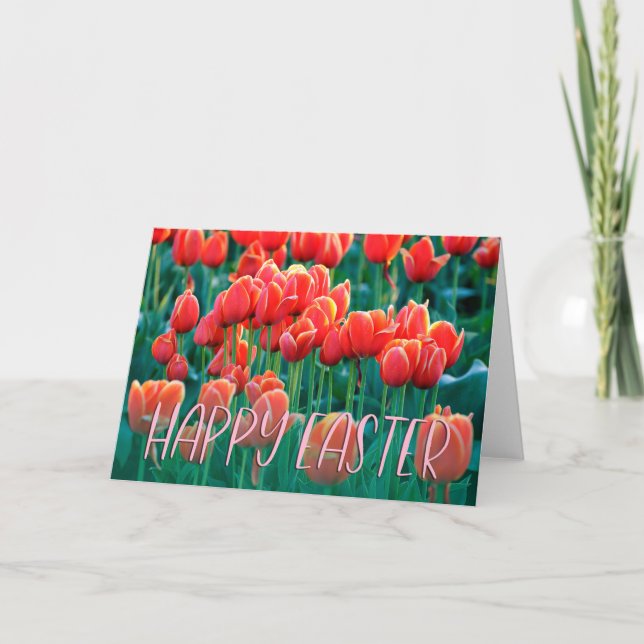 Tulips Foto Happy Oaster Card Dankeskarte (Vorderseite)
