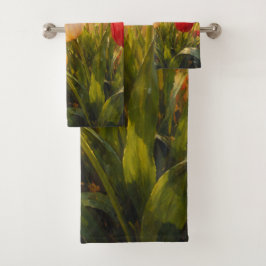 Tulips Garden - Painterly Style Badhandtuch Set