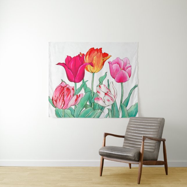 Tulips Garden Wandteppich (Beispiel (Horizontal))