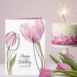 Tulips Happy Birthday Custom Text Any Occasion Karte
