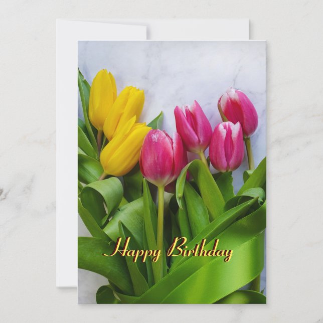 Tulips Happy Birthday Feiertagskarte (Vorderseite)