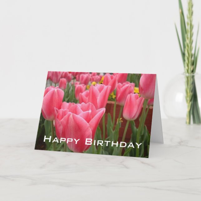 Tulips Happy Birthday Grußkarte Dankeskarte (Vorderseite)