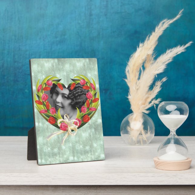 Tulips Heart Frame Plaque Fotoplatte (Seite)