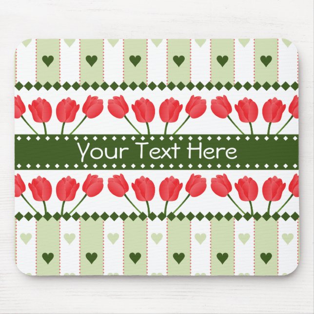 Tulips & Hearts Mousepad, anpassen Mousepad (Vorne)