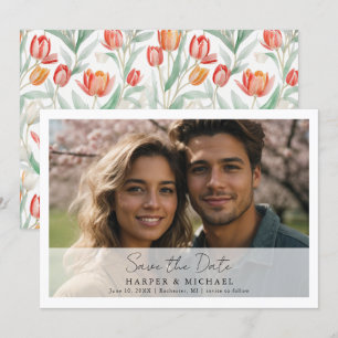 Tulips Hochzeit Foto Save the Date Einladung