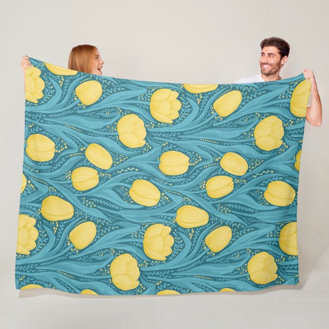 Tulips in blau und gelb fleecedecke (Beispiel)