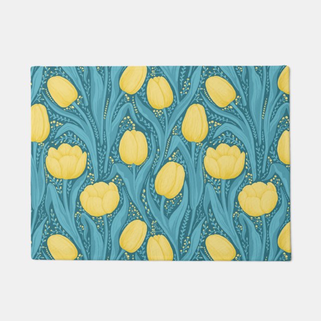 Tulips in blau und gelb fußmatte (Vorderseite)