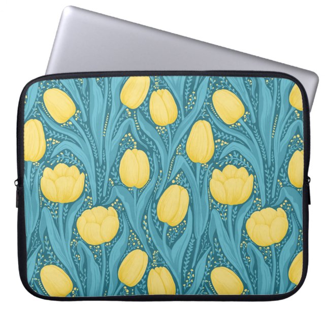 Tulips in blau und gelb laptopschutzhülle (Vorderseite)