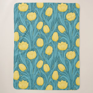 Tulips in blau und gelb sherpadecke