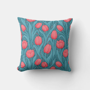 Tulips in blau und rot kissen