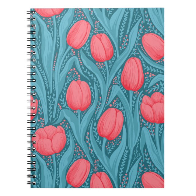Tulips in blau und rot notizblock (Vorderseite)