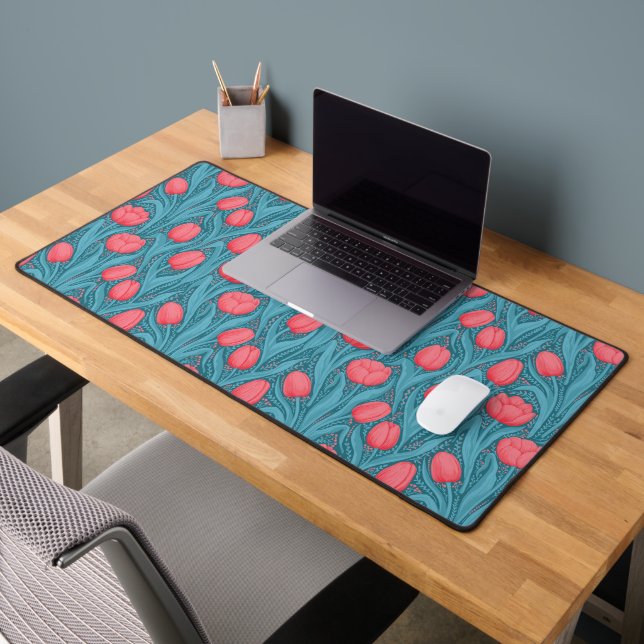 Tulips in blau und rot schreibtischunterlage (Büro 2)