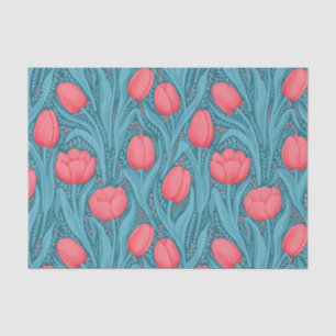 Tulips in blau und rot seidenpapier