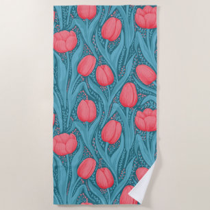 Tulips in blau und rot strandtuch