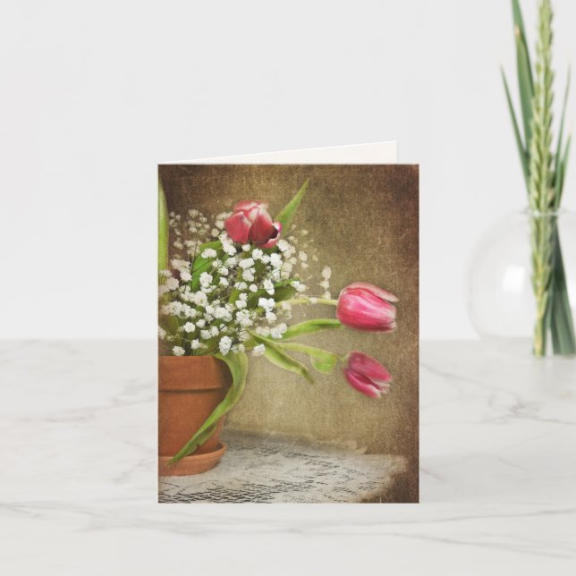 Tulips in Clay Pot Karte (Vorderseite)