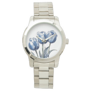 Tulips in Delft Blue Armbanduhr