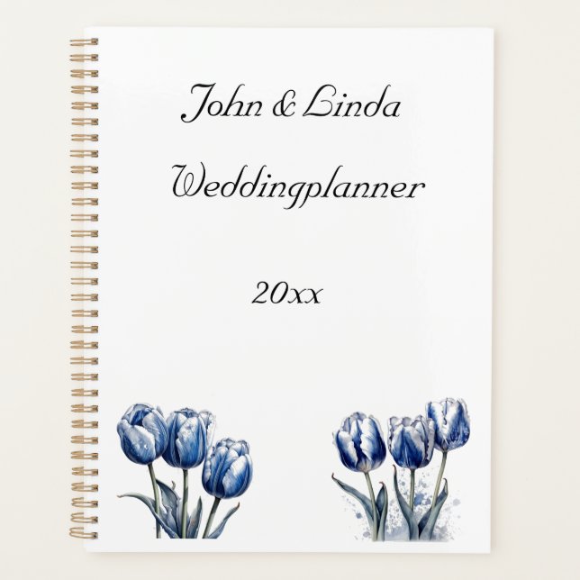Tulips in Delft Blue, benutzerdefinierbar Planer (Vorderseite)