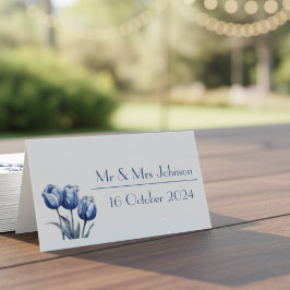 Tulips in Delft Blue benutzerdefinierbar Platzkarte