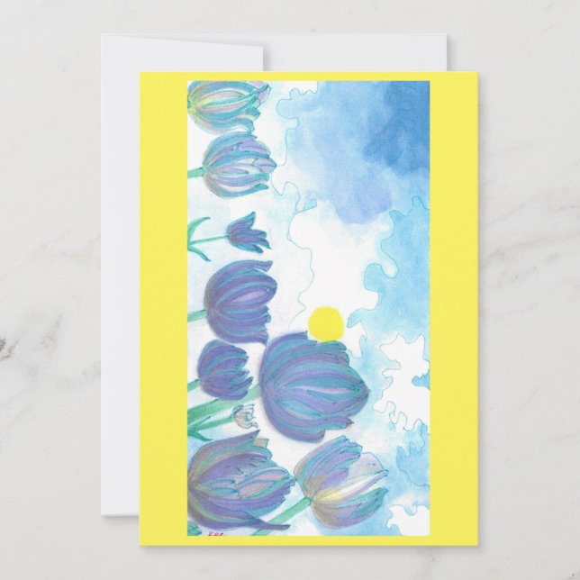 Tulips in der Wasserfarbe der Sonne Dankeskarte (Vorderseite)