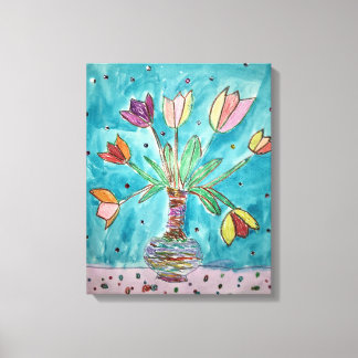 Tulips in einer Vasenwand Leinwand