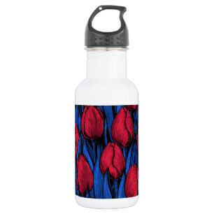 Tulips in Rot und Blau Edelstahlflasche