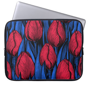 Tulips in Rot und Blau Laptopschutzhülle