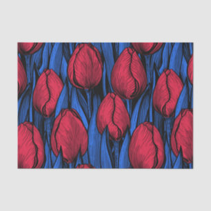 Tulips in Rot und Blau Seidenpapier