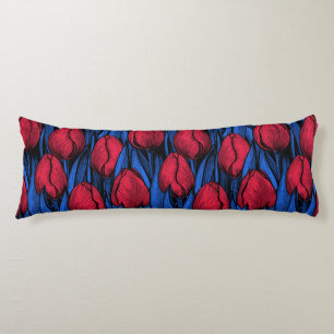 Tulips in Rot und Blau Seitenschläferkissen