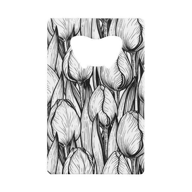 Tulips in Schwarzweiß Geldbeutel Flaschenöffner (Vorderseite)