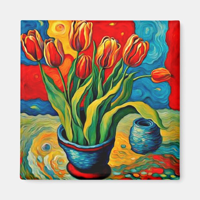 Tulips in Vase Magnet (Vorne)
